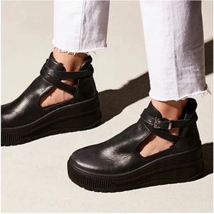 Free People Rumor Platform Sneaker Leather Black